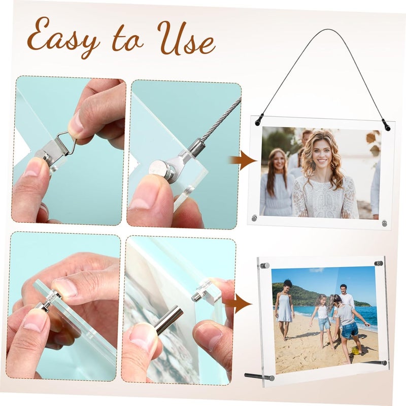 OHPHCALL Acrylic Photo Frame Hanging Chain Wall Desk Display Scratch-resistant Minimalist Design for Home Decor - Image 3